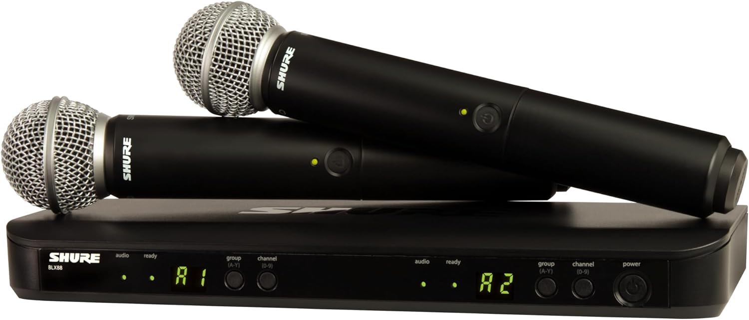 【6/1限定！P4倍＆最大2000円OFFクーポン】SHURE BLX288/SM58 シュア ワイヤレスマイクシステム BLX2/SM58ハンドヘルド型ダイナミックマイク 2本 BLX88受信機 デュアルチャンネル プロ仕様最大6チャンネル同時使用可能