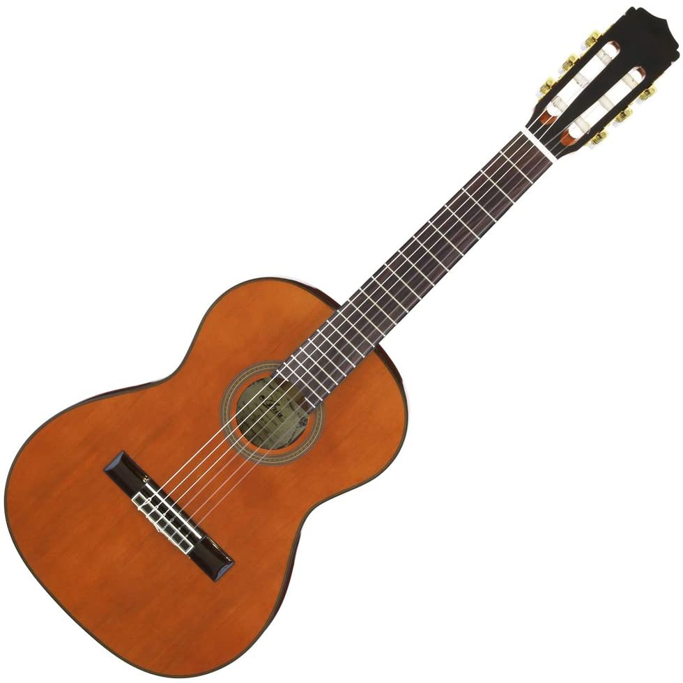 沖縄・離島以外送料無料!! 鳴りがよく弾きやすい、アリアのクラッシックギターシリーズ。 セダー単板を使用した本格派。 サイド＆バックはサペリを使用しており、プライス的にも気軽にトライできるエントリーモデルです。 弦長530mm、全長880mm、ナット幅48mm （一般的なギター： 弦長650mm、全長約1,000mm） Top Solid Cedar Back & Sides Sapelli Neck Nato Fingerboard Tech Wood Scale 530 mm ソフトケース付属 送料無料(沖縄・離島以外)