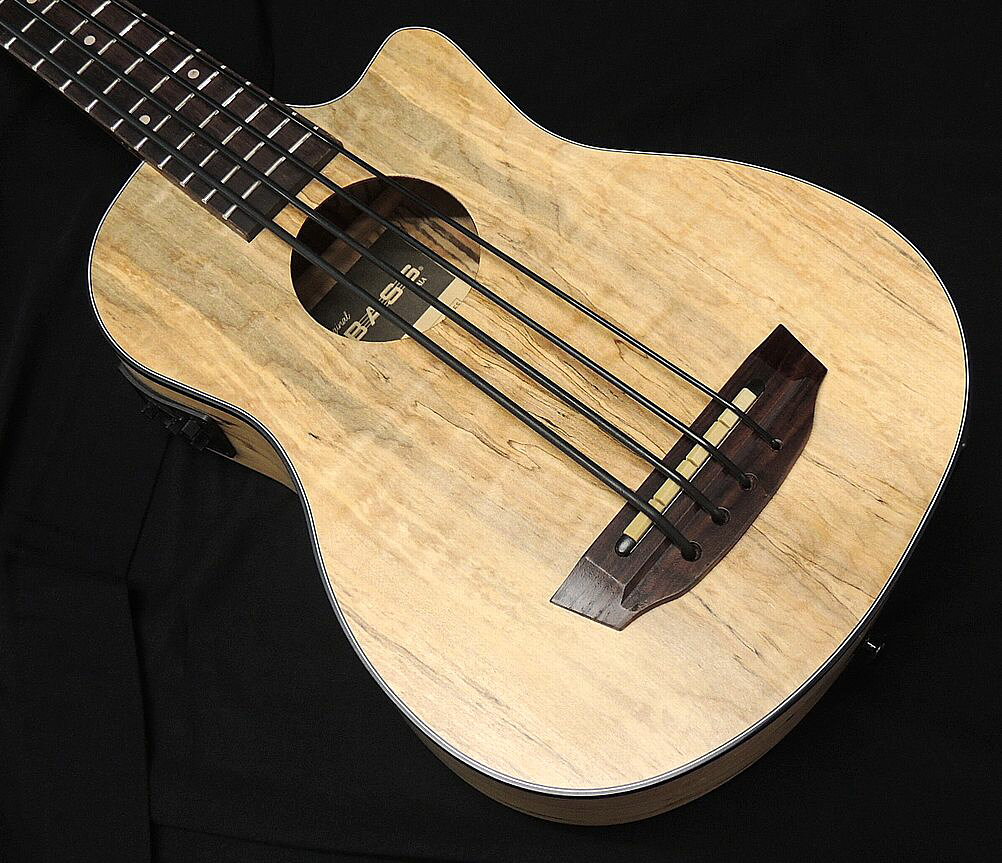 オーディオ渡辺の【選定個体4087】KALA UBASS-SP-MAPL-FS カラ u-bass ウクレレベース Spalted Maple スポルテッドメイプルボディ (ケース付属) 【送料無料】【祝!!楽天ランキング1位】｜アングル2