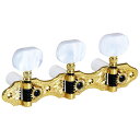 Color: Gold, Buttons: Acrylic, Posts: White Classic 伝統的なデザインとサイズを継承したクラシックギター用チューナー。（1:16 gear ratio） ハウザータイプとリラタイプのデザインをラインナップしています。特許を取得しているベース用チューナーと同じ動作システムとアコースティックギター用チューナーにも採用されている、精密に加工されたウォームギアとシャフトを使用し、空回りしないように最適な間隔でベースプレートに取り付けられています。 全ての部品は、精密な加工、美しい仕上げ、安定し緩みの無い動きで作られ、繊細で安定したチューニングを保証します。 ギア比 1:16 重量(片側) 約69g 付属品 取付け用ネジ8本