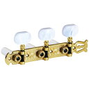 Color: Gold, Buttons: Acrylic, Posts: White Classic 伝統的なデザインとサイズを継承したクラシックギター用チューナー。（1:16 gear ratio） ハウザータイプとリラタイプのデザインをラインナップしています。特許を取得しているベース用チューナーと同じ動作システムとアコースティックギター用チューナーにも採用されている、精密に加工されたウォームギアとシャフトを使用し、空回りしないように最適な間隔でベースプレートに取り付けられています。 全ての部品は、精密な加工、美しい仕上げ、安定し緩みの無い動きで作られ、繊細で安定したチューニングを保証します。 ギア比 1:16 重量(片側) 約73g 付属品 取付け用ネジ8本