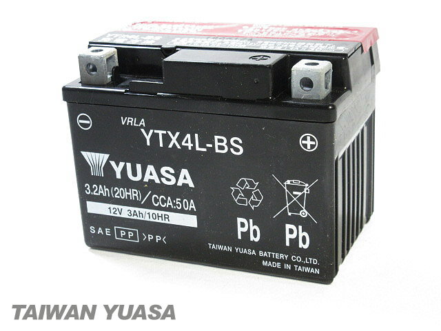 台湾ユアサバッテリー YUASA YTX4L-BS 互換 YT4L-BS GTH4L-BS FTH4L-BS YTX4L-BS DTX4L-BS VTX4L-BS ◆ NSR250R MC18 MC21 MC28 R1-Z RGVガンマ TZR250 3MA KSR110 グロム BJ タウンメイト