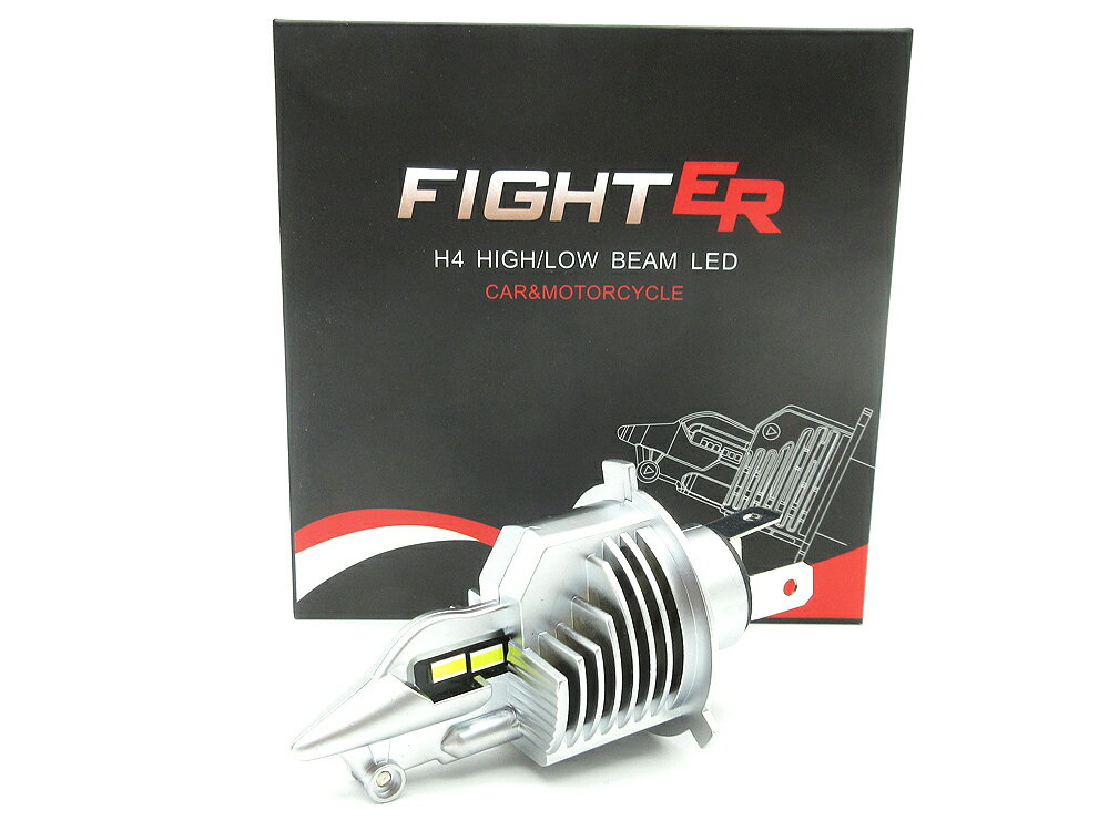 FIGHTER LED バルブ H4 Hi/Lo 6500K - 16000Lm 1個 / かんたん設置 XJR400 XJR1200 XJR1300 ZRX400 ZRX1100 ZRX1200 ゼファー400 ゼファー750 ゼファー1100 CB400SF VTEC CB750F CB1300SF CB1300SB CB400F GPZ400F Z400GP Z400FX Z750FX Z1000MK2 SR400 SR500 SRX-4 SRX-6