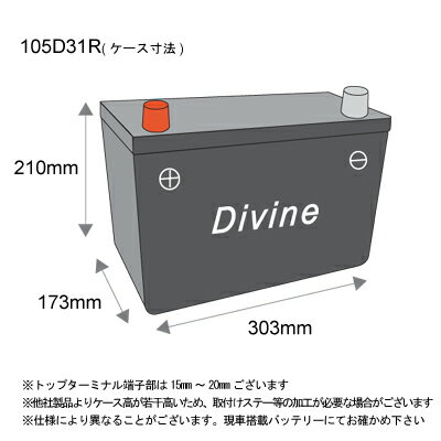 105D31R【新品・充電済】 Divineバッテリー ◆日産 セドリック・グロリア[Y32] セドリック・グロリア[Y33] セレナ[C23] ダットサントラック テラノ