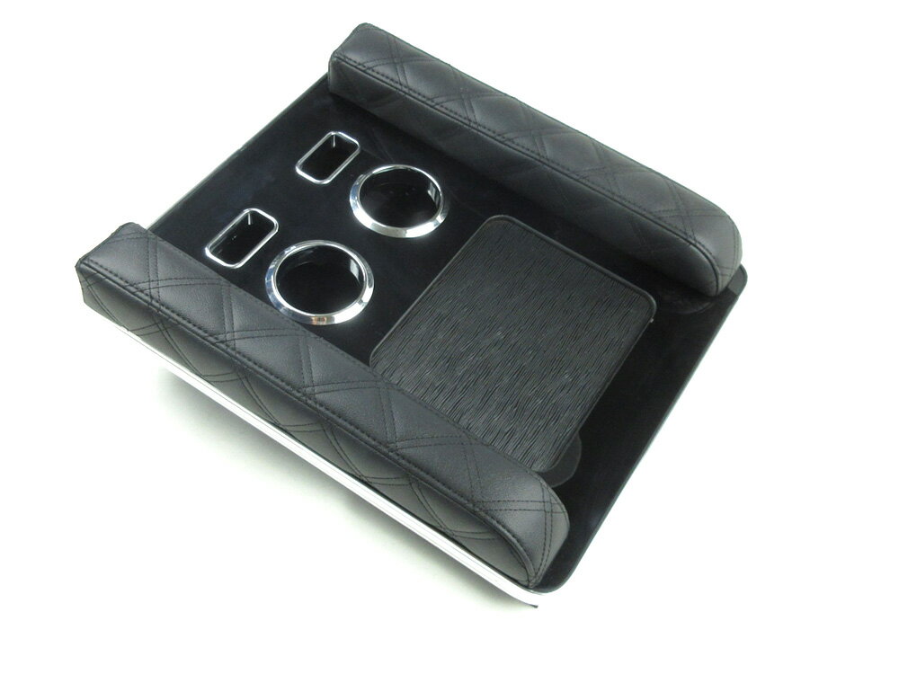 ハイエース 200系 DX専用 センターコンソール 黒レザー×黒ステッチ アームレスト PVCレザー 小物入れ 1型 2型 3型 4型 5型 6型