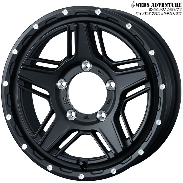 マッドヴァンス07 フルマットブラック 16×5.5J+22 5H 139.7 4本 [ジムニー JB64W JB23W] ウェッズ MUD VANCE 07 フルマットブラック