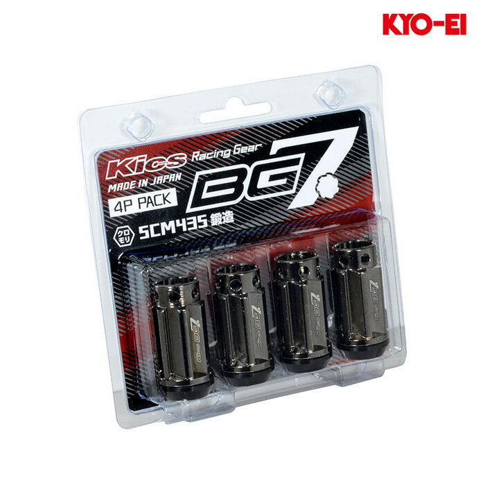同梱割引有▲ KYO-EI キックス BG7 ナット M12XP1.5 60°テーパー キャップ無し グロリアスブラック 1セット(4個入り) BG701K4P