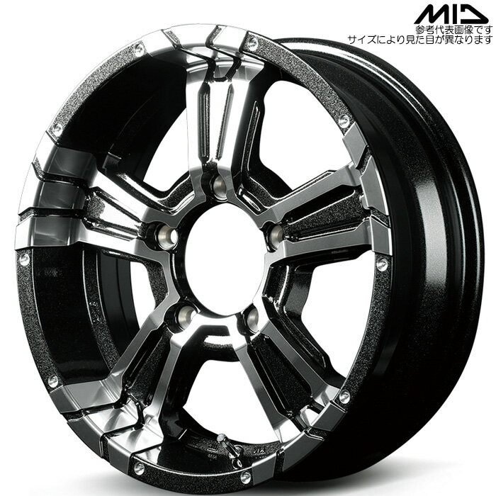 MID NITRO POWER CROSS CLAW 4本 [16×5.5J+20 5H 139.7 φ108.8 ジムニー JB23W JB64W] ブラックメタリック+ミラーカット マルカサービス アルミホイール
