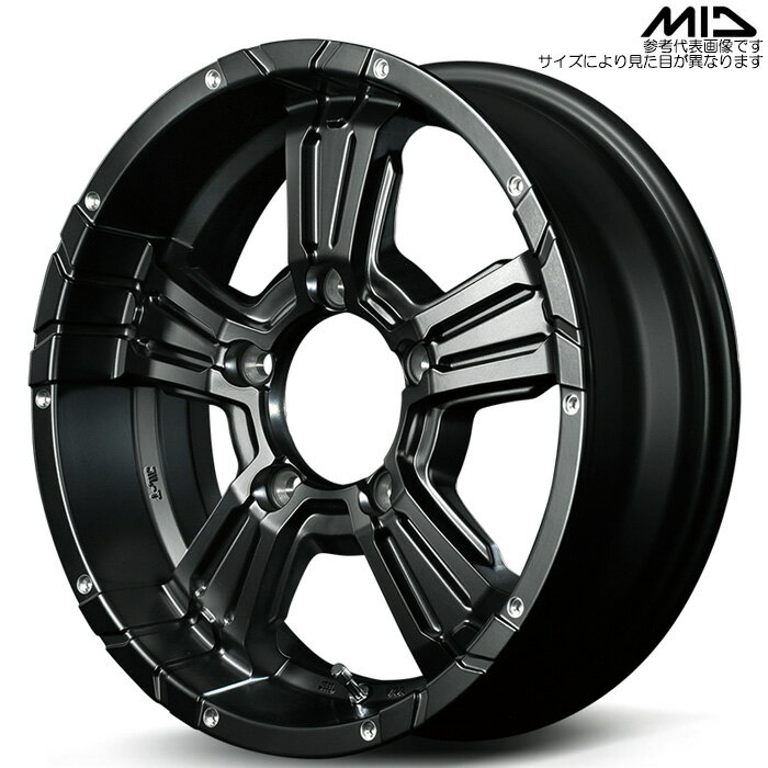 MID NITRO POWER CROSS CLAW 1本 [16×6.0J-5 5H 139.7 φ108.8 ジムニーシエラ JB74W] セミグロスブラック+ピアスドリルド マルカサービス アルミホイール