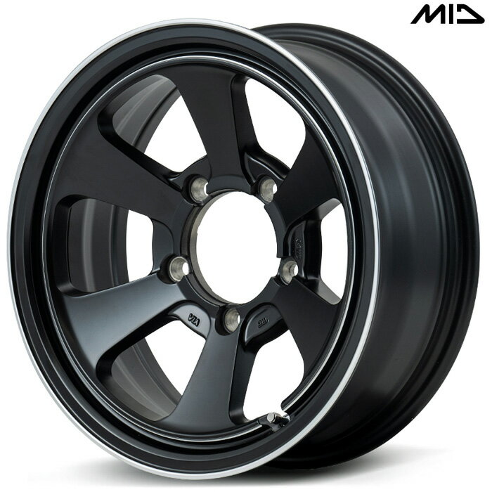 MID GARCIA Dallas6 1本 [16×6.0J-5 5H 139.7 φ108.8 ジムニーシエラ JB74W] セミグロスブラック/デュアルポリッシュ マルカサービス アルミホイール