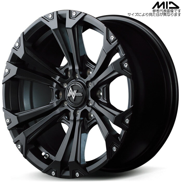 MID NITRO POWER JAVELIN 1本 [16×6.5J+38 6H 139.7 φ106.1 ハイエース 200系 等] セミグロスブラック＋ピアス&ミルド マルカサービス アルミホイール