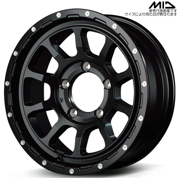 MID NITRO POWER M10 パーシングJ 1本 [16×5.5J+20 5H 139.7 φ108.8 ジムニー JB23W JB64W] セミグロスブラック/マシニング マルカサービス アルミホイール