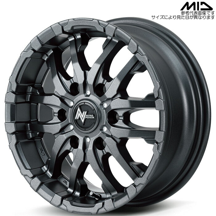 Rakuten - MID NITRO POWER M26 CROSSFANG 1本 [16×6.5J+38 6H 139.7 φ106.1 ハイエース 200系 等] バレルブラック/ドリルド マルカサービス アルミホイール