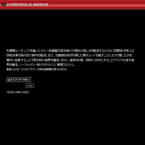 無限 ハイドロフィリックミラー [N-ONE JG1/JG2 H30/1〜] mugen 76200-XMG-K0S0
