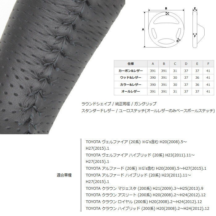 REAL オールレザー (ブラックステッチ) [アルファード ANH20W ANH25W GGH20W GGH25W] レアル ステアリング 送料無料(沖縄・離島除く)