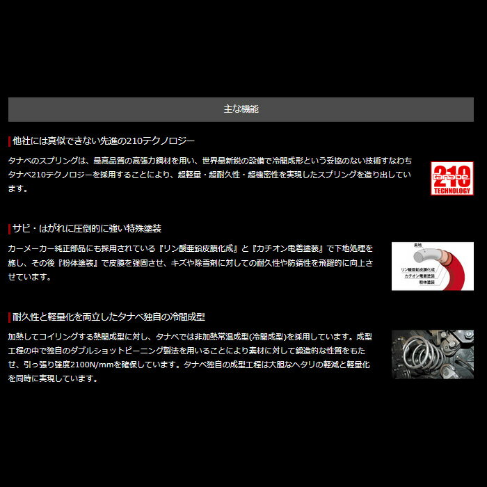 タナベ DF210 ダウンサス [ヴェルファイア AGH30W] tanabe ダウンサス 代引手数料無料 送料無料(沖縄・離島除く)