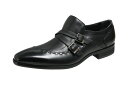 メンズシューズマドラスルテシア6503ブラック折返しベルト付斜めステッチの紳士靴ドレスビジネスシューズ