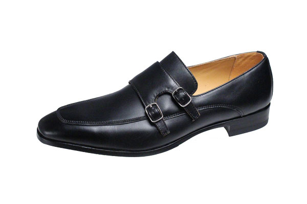 マドラスメンスシューズダブルモンクストラップUチップの紳士靴ゴアテックス使用で雨の日の安心高級感のあふれる本格作りのメンズドレスビジネスシューズM154Gブラック