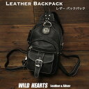 V_[obO {fBobO ΂߂V_[obO U[/{v bN 2WAY ubN Leather Backpack Travel Shoulder Sling Bag 2-WAY BlackWILD HEARTS Leather&Silver (ID bb2100t11)