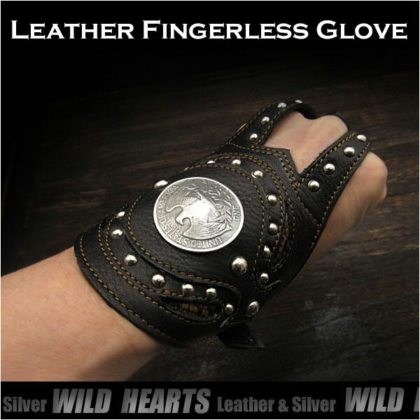 レザーブレスレット 牛革フィンガーレスグローブ Biker Leather Fingerless Glove Cuff Bracelet Wrist..