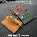 本革 パスケース コインケース ミニ財布 小銭入れ カードケース 定期入れ 馬革 日本製 Leather ID Coin Card Case Camel Green DarkBrownWILD HEARTS Leather&Silver (ID ic332r100)