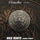 コインコンチョ ハーフダラーコイン 50セント イーグル 鷲の紋章 ねじ式コンチョ WILD HEARTS Leather & Silver (ID con16t2)za014