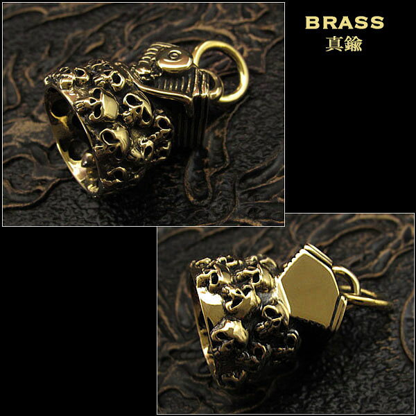 ガーディアンベル バイカーベル ライドベル グレムリンベル ブラス スカル キーホルダー Guardian Bell Harley Accessory Motorcycle Ride Bell Skull Brass PendantWILD HEARTS Leather & Silver(ID kh3471k5)za008の商品画像 2