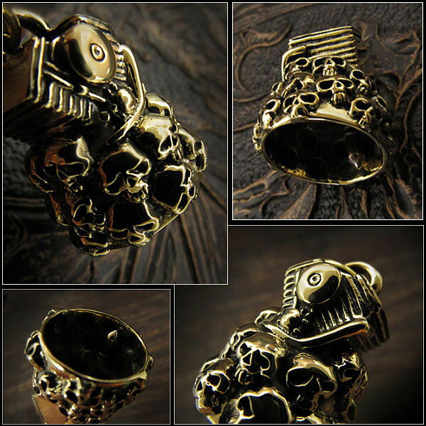 ガーディアンベル バイカーベル ライドベル グレムリンベル ブラス スカル キーホルダー Guardian Bell Harley Accessory Motorcycle Ride Bell Skull Brass PendantWILD HEARTS Leather & Silver(ID kh3471k5)za008の商品画像 3