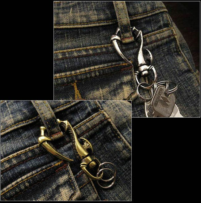 トライバル キーフック キーホルダー キーリング メタル 3色 Tribal Hook Key Ring...