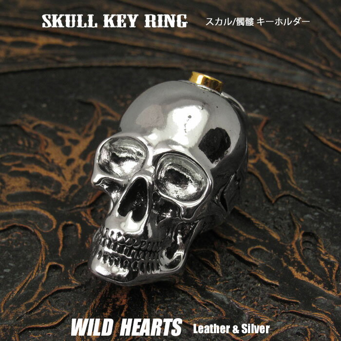 Other - スカルモチーフ キーホルダー ガイコツ 骸骨 シンプル キーリング 二重リング付きWILD HEARTS Leather&Silver(ID kh6072r25) za020