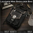 レザーショルダーバッグ ポーチ ブラックBest Quality genuine leather Leather Shoulder Travel Bag/PurseWILD HEARTS Leather&Silver(ID sb1243b28)
