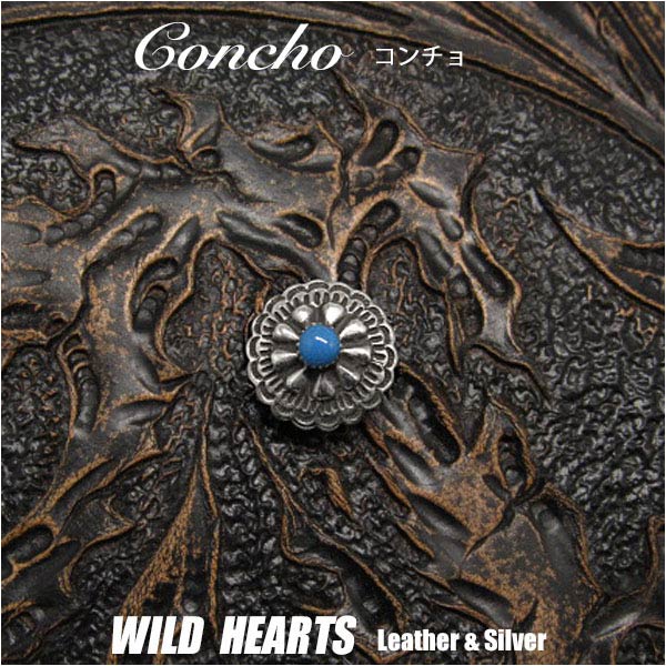 ~j R` Vo[925 ^[RCY CfBAX^C Concho Silver925 Turquoise WILD HEARTS Leather&Silver(ID 0197t31)