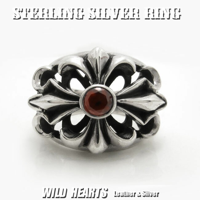 メンズシルバーリング 指輪 シルバー925 フローラルクロスリングSTERLING SILVER RING Fleur-de-lis Design WILD HEARTS Leather&Silver (ID sr0773kr397)