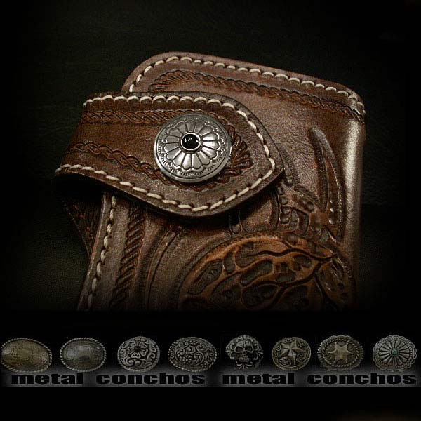 メタルコンチョ ねじ式コンチョ レザークラフト 太陽モチーフ Metal Concho Onyx ワイルドハーツ WILD HEARTS Leather&Silver (ID cc2004-g3)の商品画像 3