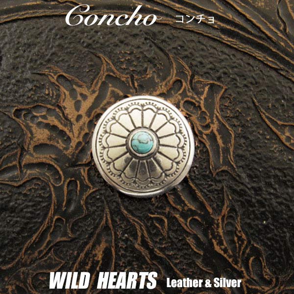 R` ^[RCY  Concho Metal TurquoiseWILD HEARTS Leather&Silver (ID cc2005)