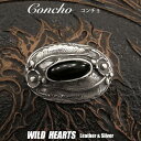 コンチョ オニキス 合金 メタルコンチョ Conch Native American Onyx WILD HEARTS Leather&Silver(ID cc...