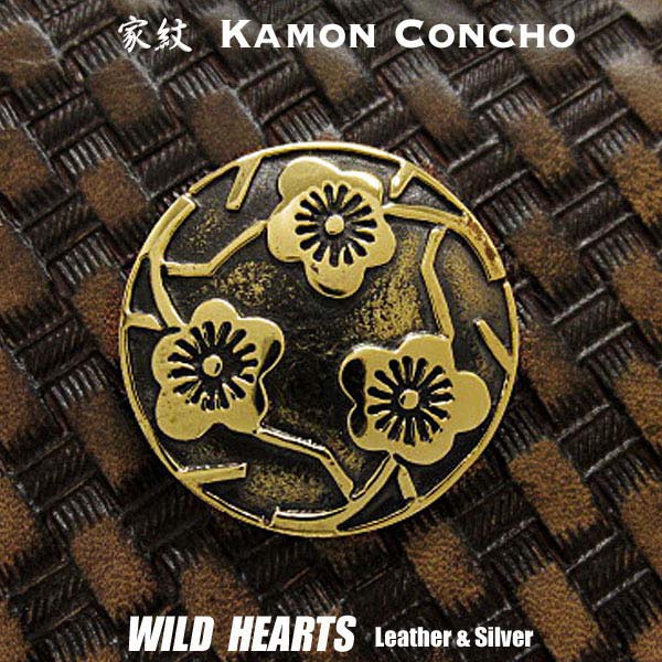 ƖR` ^J Ɩ Oǂ}~̊ Samurai Family Japanese Crest Brass Concho WILD HEARTS Leather&Silver(ID cc2215)