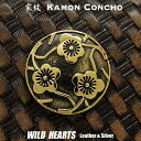 家紋コンチョ 真鍮 家紋 三つ追い枝梅の丸 Samurai Family Japanese Crest Brass Concho WILD HEARTS Leather Silver(ID cc2215)