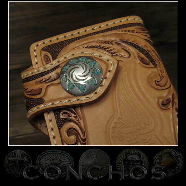 コンチョ 合金 インディアンジュエリー ターコイズ インレイ Concho Turquoise Wes...