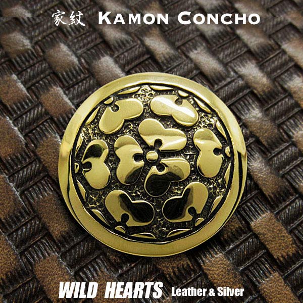 ƖR` ^J 퍑 @䕔e @䕔@Ɩ | Ћ Samurai Family Japanese Crest Brass Concho WILD HEARTS Leather&Silver (ID cc3525)