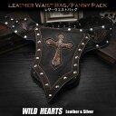 パンクスタイルのオリジナルデザイン ウエストバッグ/ヒップバッグ/本革/レザー/Men 039 s Genuine Fanny Pack/Waist Bag WILD HEARTS leather silver (ID wb0732b39)