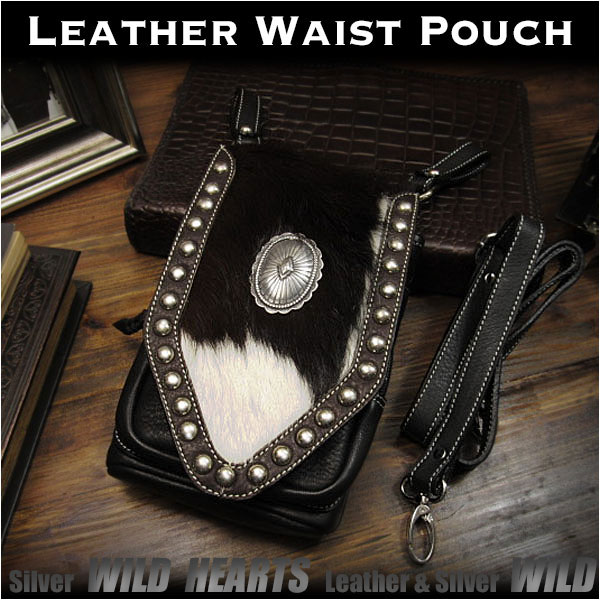 nR^v xg|[` EGXg|[`^VU[obO V_[obO U[ {v Genuine Leather Waist Pouch Purse Belt Pouch Travel BagWILD HEARTS Leather&Silver(ID wp0855r58)