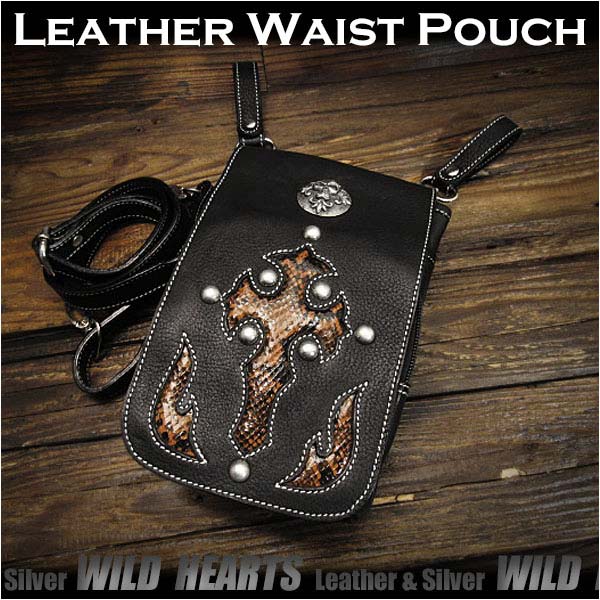 3WAY xg|[` EGXg|[`^VU[obO V_[obO U[ {v oCJ[@Genuine Leather Waist Pouch Purse Belt Pouch Shoulder bag Travel BagWILD HEARTS Leather&Silver(ID wp0847r58)