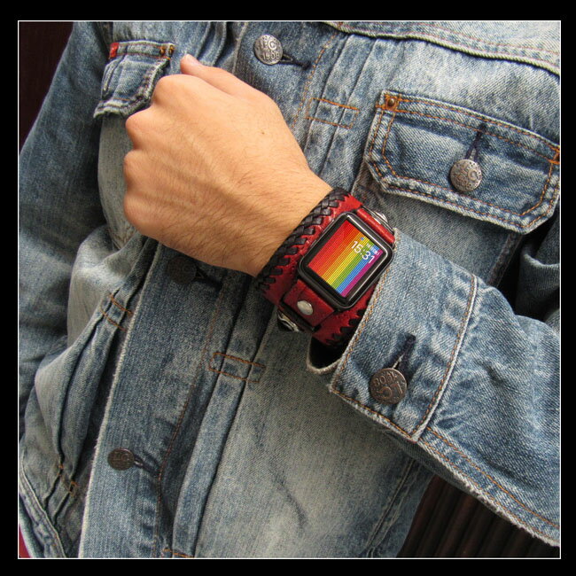 コンチョ付き アップルウォッチ バンド ベルト apple watch series 7,6,SE,5,4,3,2,1 革 レザー 本革 38/40/41mm 42/44/45mm ブレスレット Leather Watch Strap Bracelet Wrist Band For Apple WatchWILD HEARTS(ID aw4121r9)