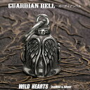 ガーディアンベル エンジェル 天使 天使の羽 アメリカン バイカー/ハーレー アクセサリー ペンダント キーホルダー Guardian Bell Pendant Harley Accessory Praying Angel WingsWILD HEARTS Leather&Silver (ID gb4957k5)(2)