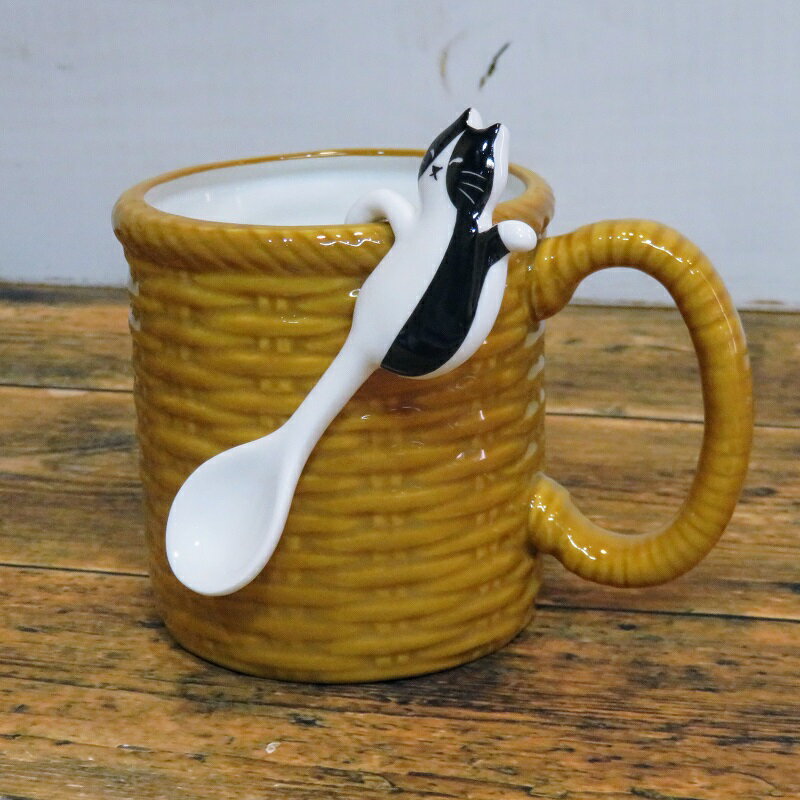 バスケットマグ マグカップ くろねこ スプーン付 300ml