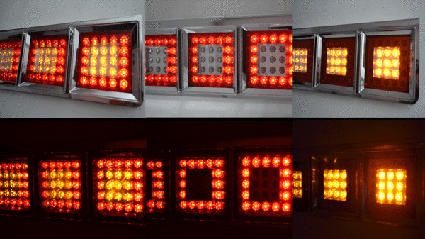 レビューを書いて送料無料!!150連LED角型紅白3連LEDテールランプ左右セット24V