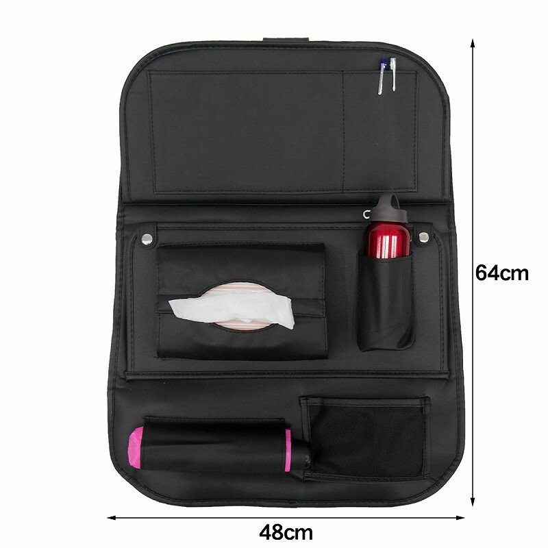シートバックポケット後部座席大容量防水車内スペース収納ポケットテーブルタブレットホルダー多機能小物入れポケットST-01BK