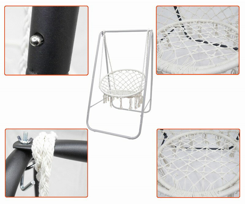 自立式 ハンモックチェア ガーデンブランコ ハンギングチェア スタンド チェア ロープ式 アウトドア インテリア 室内 HC-04WH 白通販格安セール情報 楽天 通販