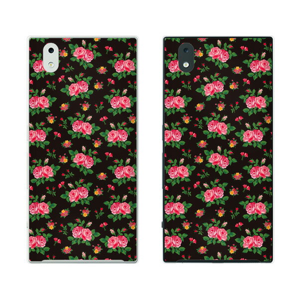 docomo MONO MO-01K / MO-01J ローズ3 バラ 花柄 ブラック 黒 ピンク カワイイ スマホ ケース ハード カバー ドコモ メール便送料無料♪